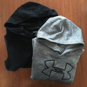 Black Zip Up Hoodie and Grey Under Armour Hoodie